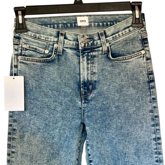 Anthropologie Edwin Size 28 Bree High Waist Straight Leg Jeans Acid Wash 80s - Picture 2 of 4